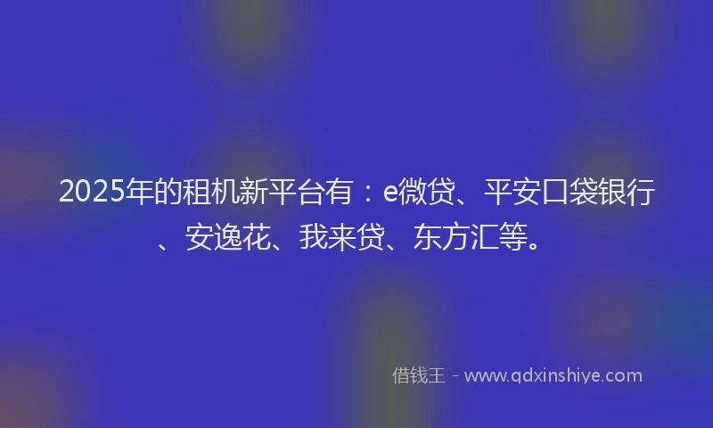 2025年的租机新平台有：e微贷、平安口袋银行、安逸花、我来贷、东方汇等。
