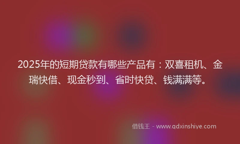 2025年的短期贷款有哪些产品有：双喜租机、金瑞快借、现金秒到、省时快贷、钱满满等。