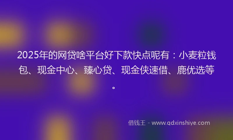2025年的网贷啥平台好下款快点呢有：小麦粒钱包、现金中心、臻心贷、现金侠速借、鹿优选等。