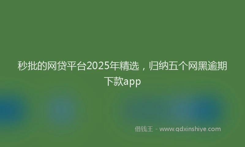 秒批的网贷平台2025年精选，归纳五个网黑逾期下款app