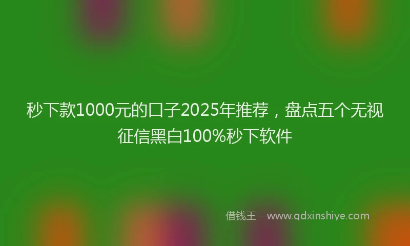 秒下款1000元的口子2025年推荐，盘点五个无视征信黑白100%秒下软件