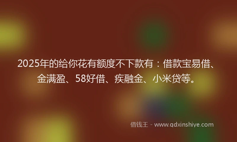 2025年的给你花有额度不下款有：借款宝易借、金满盈、58好借、疾融金、小米贷等。