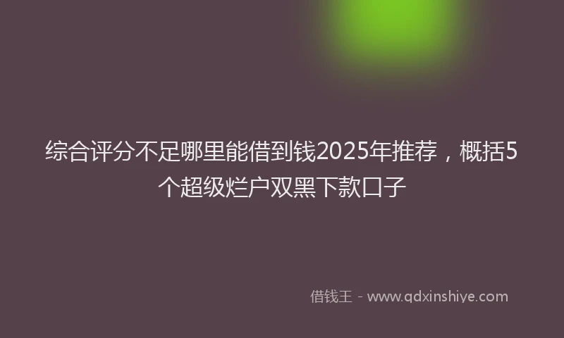 综合评分不足哪里能借到钱2025年推荐，概括5个超级烂户双黑下款口子
