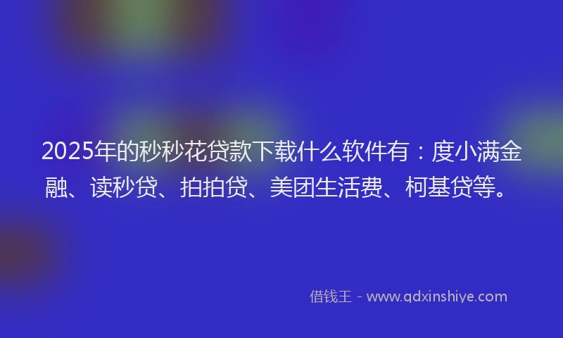2025年的秒秒花贷款下载什么软件有：度小满金融、读秒贷、拍拍贷、美团生活费、柯基贷等。