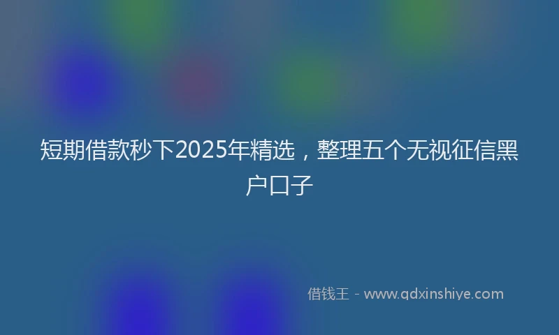 短期借款秒下2025年精选，整理五个无视征信黑户口子