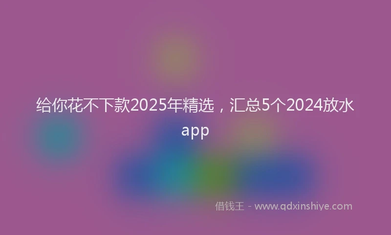 给你花不下款2025年精选，汇总5个2024放水app