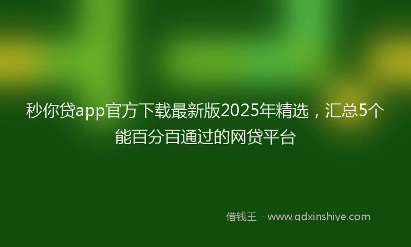秒你贷app官方下载最新版2025年精选，汇总5个能百分百通过的网贷平台