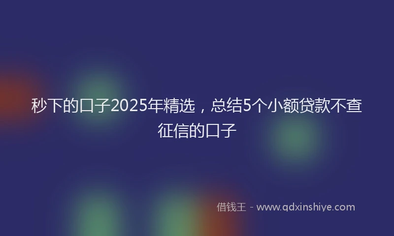 秒下的口子2025年精选，总结5个小额贷款不查征信的口子