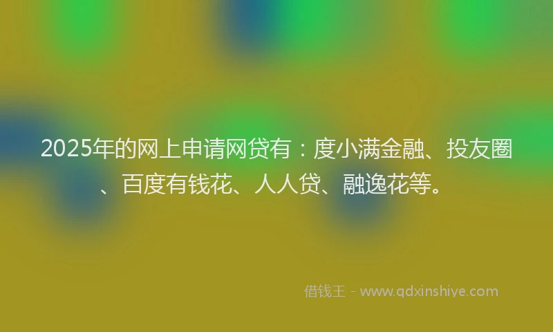 2025年的网上申请网贷有：度小满金融、投友圈、百度有钱花、人人贷、融逸花等。