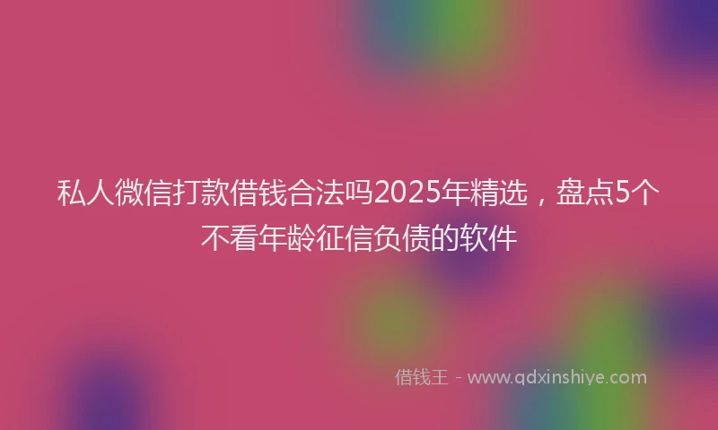 私人微信打款借钱合法吗2025年精选，盘点5个不看年龄征信负债的软件