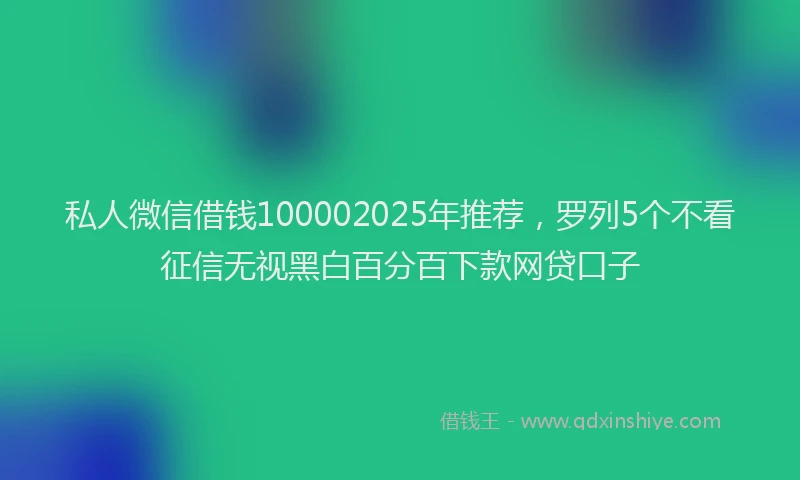 私人微信借钱100002025年推荐，罗列5个不看征信无视黑白百分百下款网贷口子