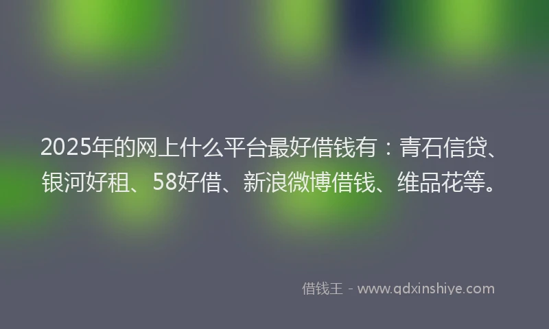2025年的网上什么平台最好借钱有：青石信贷、银河好租、58好借、新浪微博借钱、维品花等。