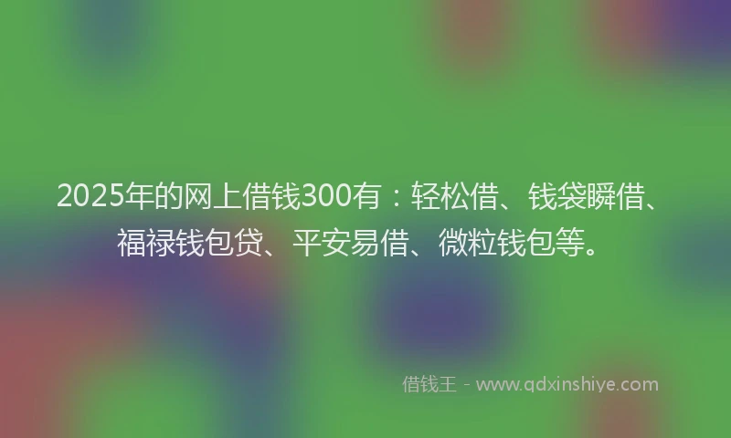 2025年的网上借钱300有：轻松借、钱袋瞬借、福禄钱包贷、平安易借、微粒钱包等。