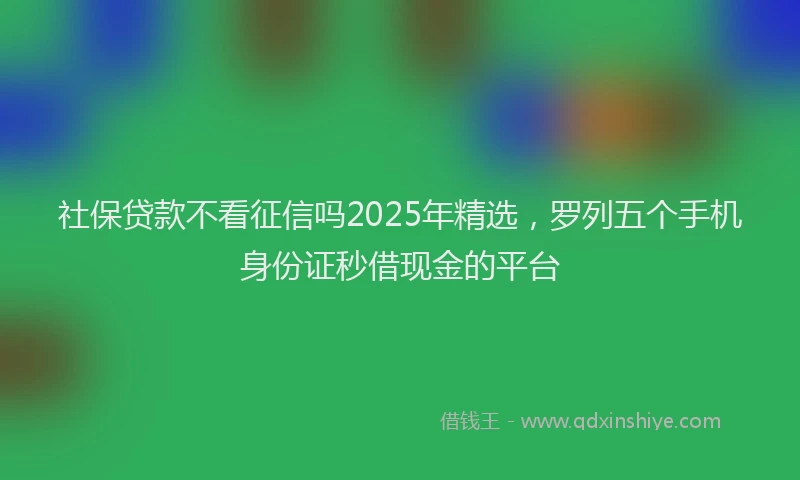 社保贷款不看征信吗2025年精选，罗列五个手机身份证秒借现金的平台