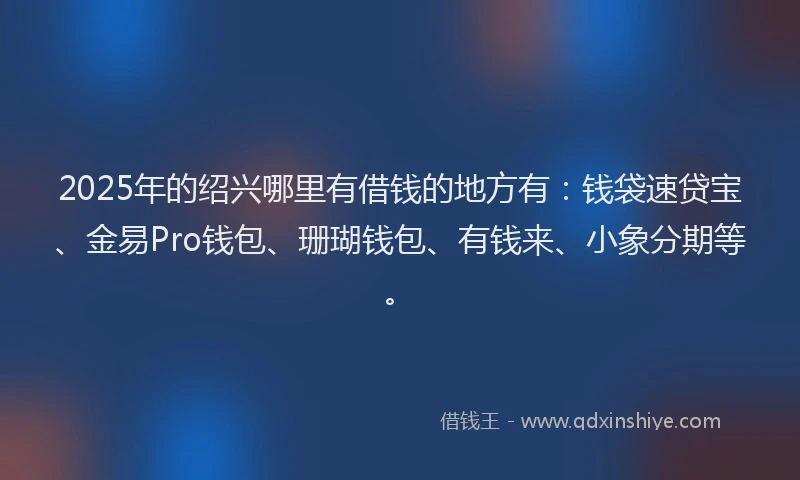 2025年的绍兴哪里有借钱的地方有：钱袋速贷宝、金易Pro钱包、珊瑚钱包、有钱来、小象分期等。