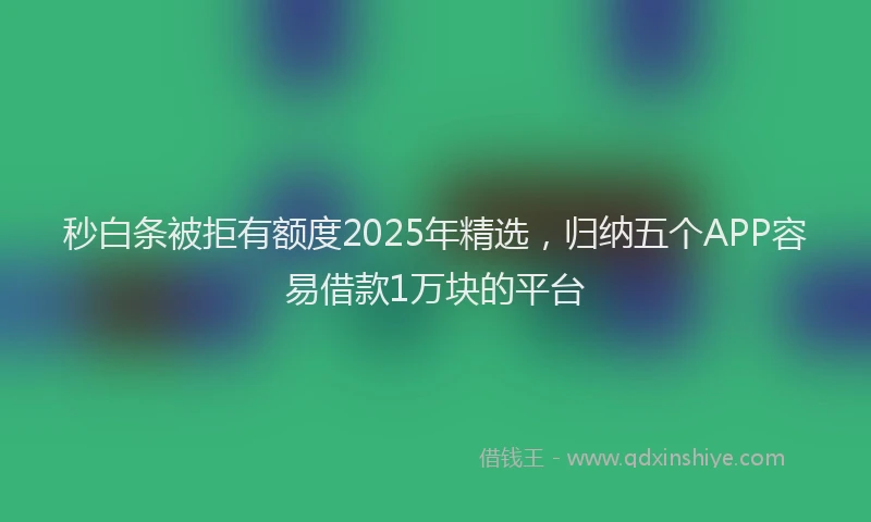 秒白条被拒有额度2025年精选，归纳五个APP容易借款1万块的平台
