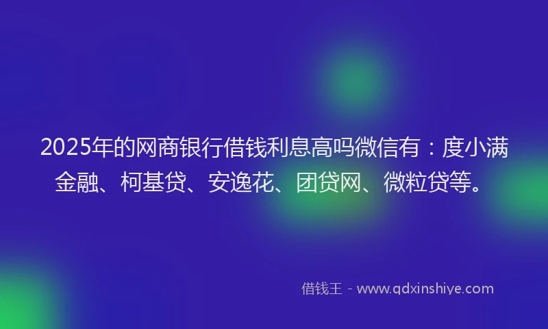2025年的网商银行借钱利息高吗微信有：度小满金融、柯基贷、安逸花、团贷网、微粒贷等。
