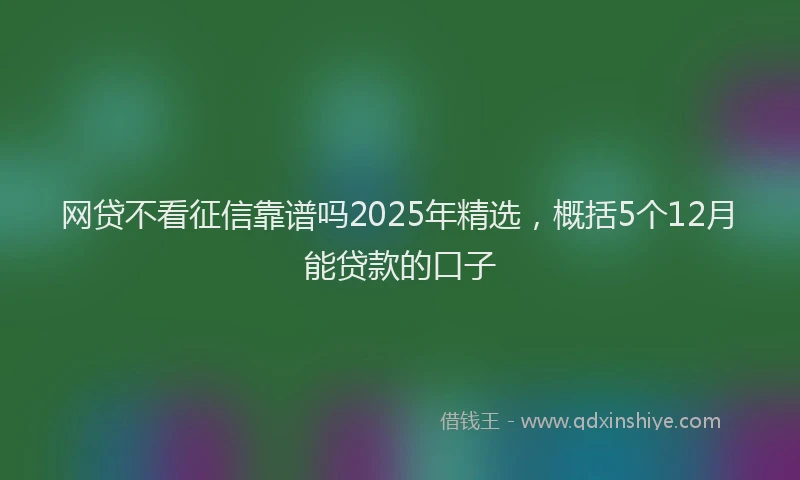 网贷不看征信靠谱吗2025年精选，概括5个12月能贷款的口子