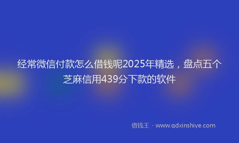 经常微信付款怎么借钱呢2025年精选，盘点五个芝麻信用439分下款的软件