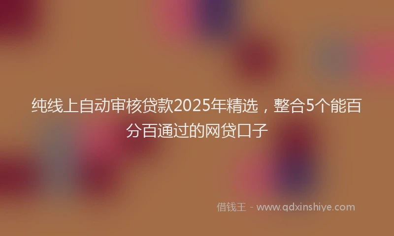 纯线上自动审核贷款2025年精选，整合5个能百分百通过的网贷口子