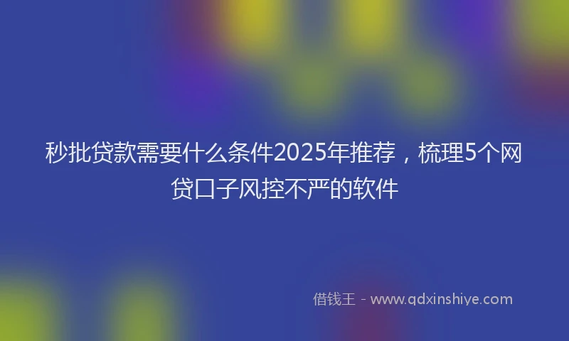 秒批贷款需要什么条件2025年推荐，梳理5个网贷口子风控不严的软件
