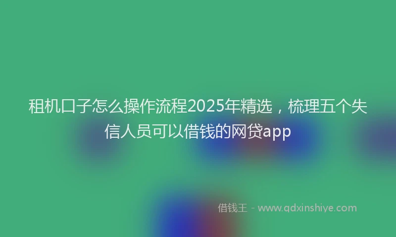 租机口子怎么操作流程2025年精选，梳理五个失信人员可以借钱的网贷app