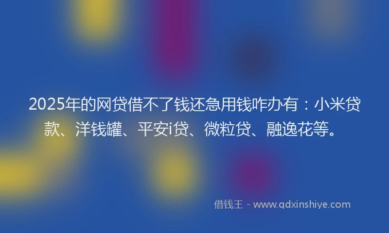 2025年的网贷借不了钱还急用钱咋办有：小米贷款、洋钱罐、平安i贷、微粒贷、融逸花等。