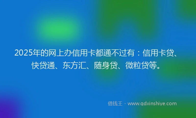 2025年的网上办信用卡都通不过有：信用卡贷、快贷通、东方汇、随身贷、微粒贷等。