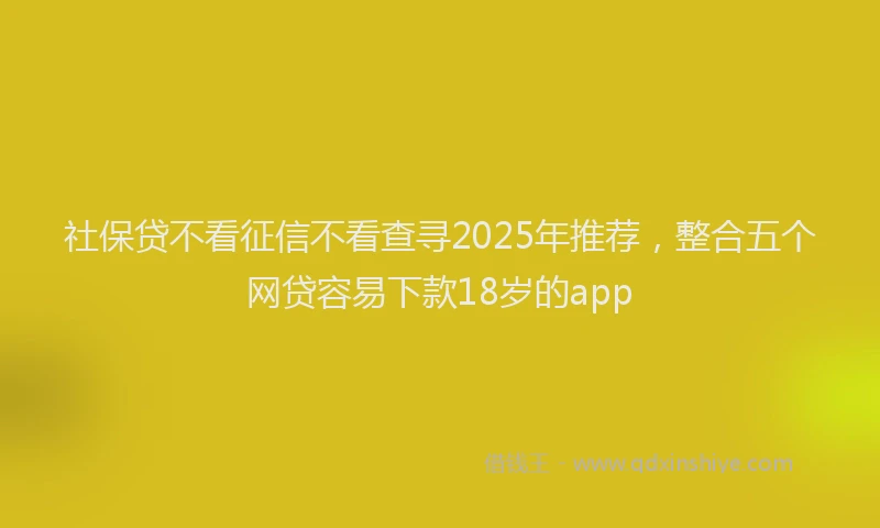 社保贷不看征信不看查寻2025年推荐，整合五个网贷容易下款18岁的app