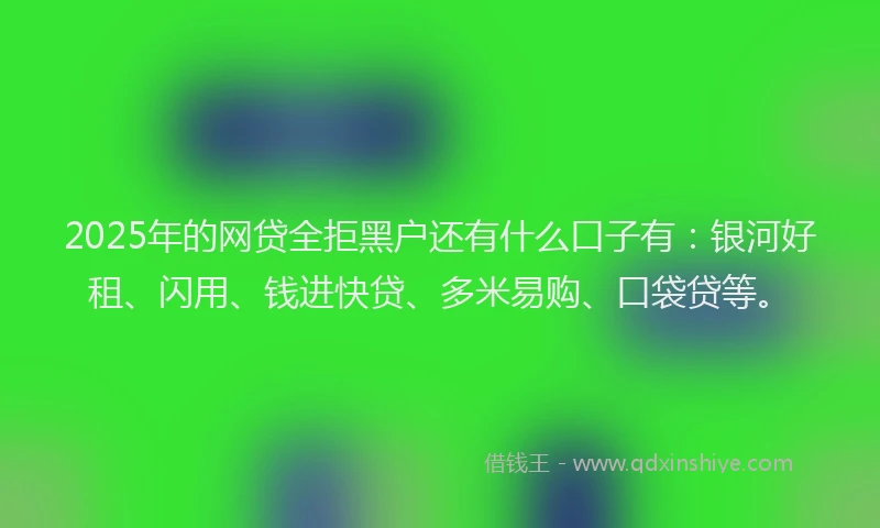 2025年的网贷全拒黑户还有什么口子有：银河好租、闪用、钱进快贷、多米易购、口袋贷等。
