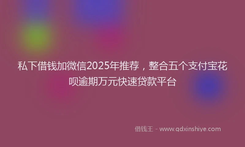私下借钱加微信2025年推荐，整合五个支付宝花呗逾期万元快速贷款平台