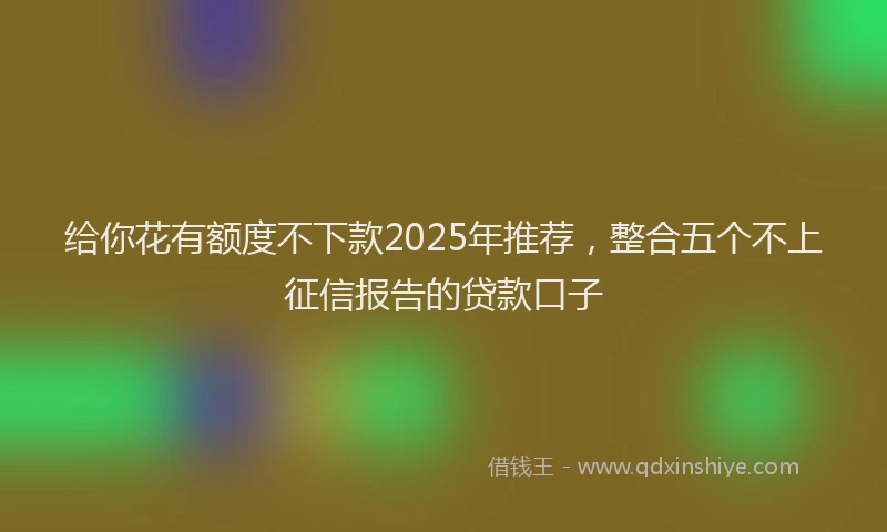 给你花有额度不下款2025年推荐，整合五个不上征信报告的贷款口子