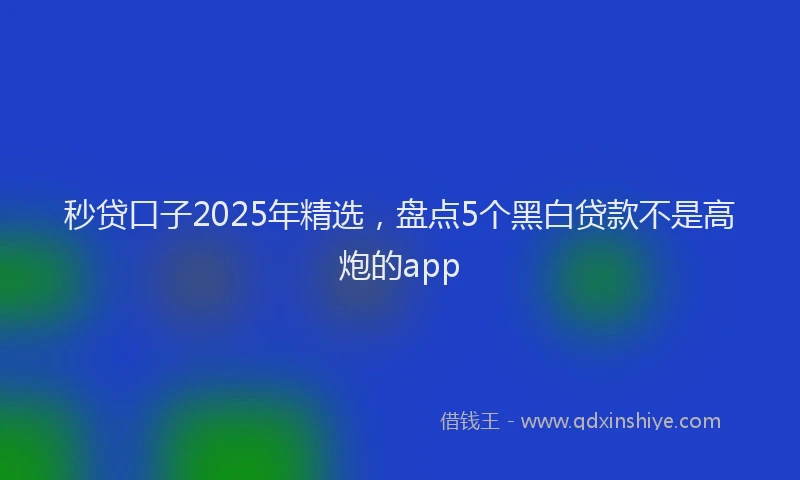 秒贷口子2025年精选，盘点5个黑白贷款不是高炮的app