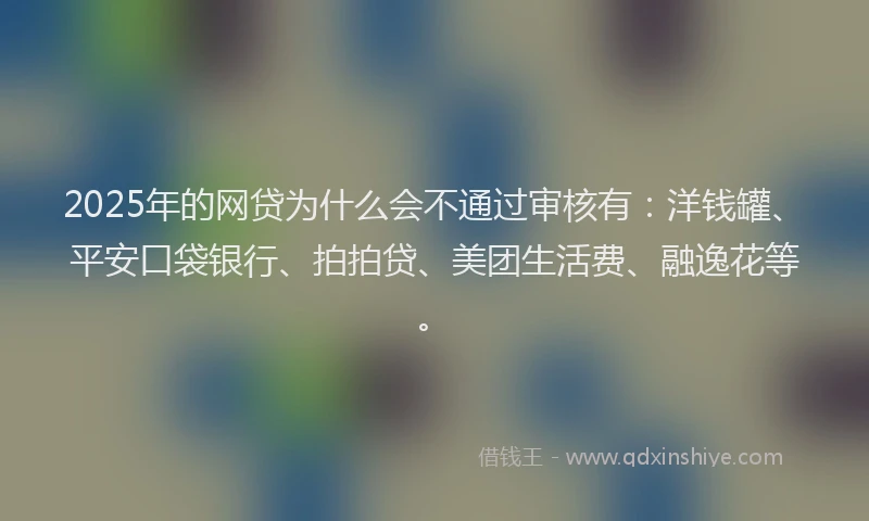 2025年的网贷为什么会不通过审核有：洋钱罐、平安口袋银行、拍拍贷、美团生活费、融逸花等。