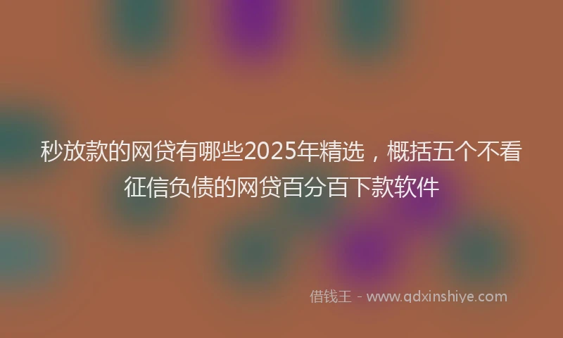 秒放款的网贷有哪些2025年精选，概括五个不看征信负债的网贷百分百下款软件