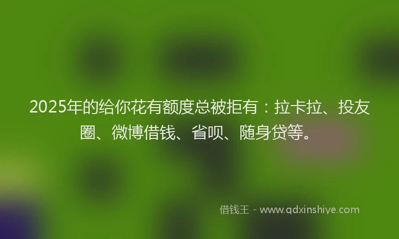 2025年的给你花有额度总被拒有：拉卡拉、投友圈、微博借钱、省呗、随身贷等。