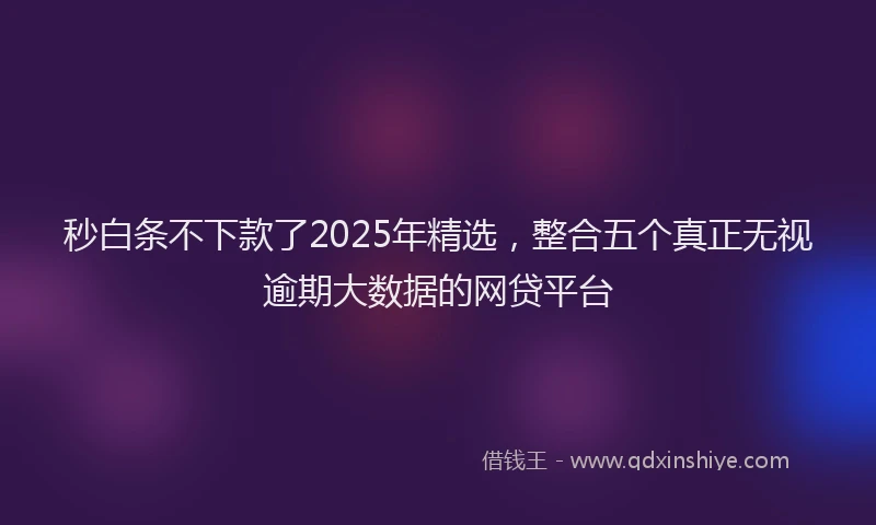 秒白条不下款了2025年精选，整合五个真正无视逾期大数据的网贷平台
