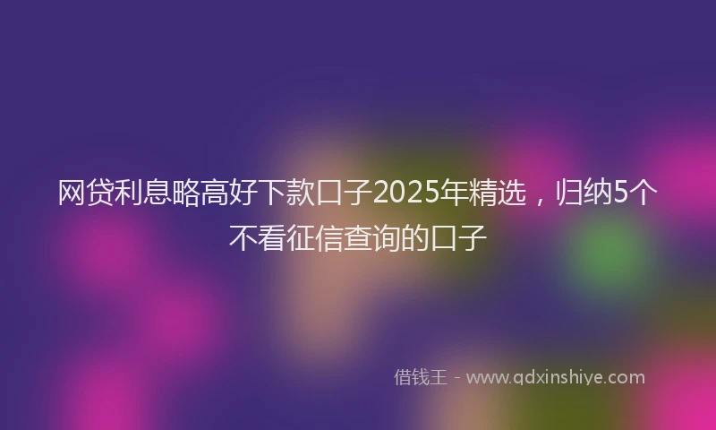 网贷利息略高好下款口子2025年精选，归纳5个不看征信查询的口子