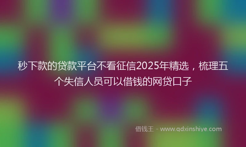 秒下款的贷款平台不看征信2025年精选，梳理五个失信人员可以借钱的网贷口子