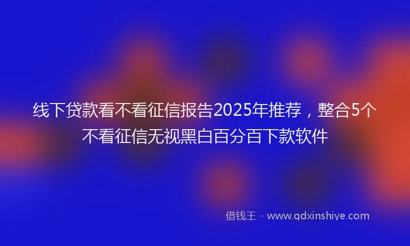 线下贷款看不看征信报告2025年推荐，整合5个不看征信无视黑白百分百下款软件