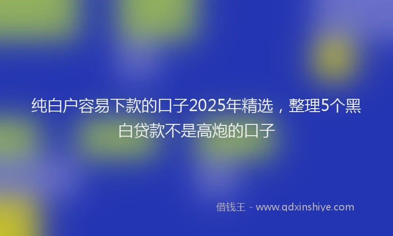 纯白户容易下款的口子2025年精选，整理5个黑白贷款不是高炮的口子