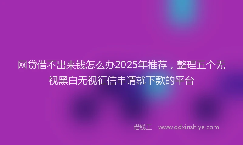 网贷借不出来钱怎么办2025年推荐，整理五个无视黑白无视征信申请就下款的平台