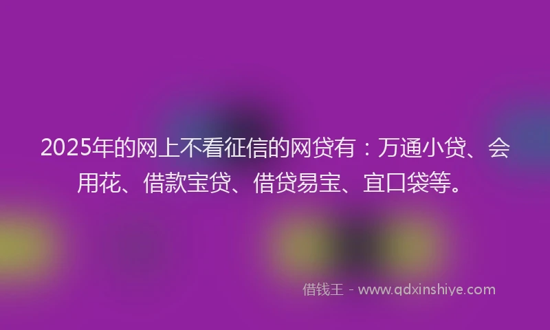 2025年的网上不看征信的网贷有：万通小贷、会用花、借款宝贷、借贷易宝、宜口袋等。