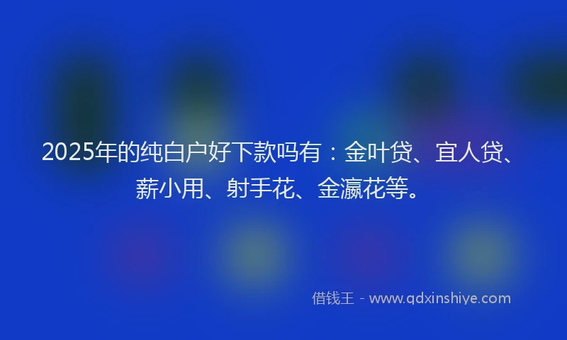 2025年的纯白户好下款吗有：金叶贷、宜人贷、薪小用、射手花、金瀛花等。