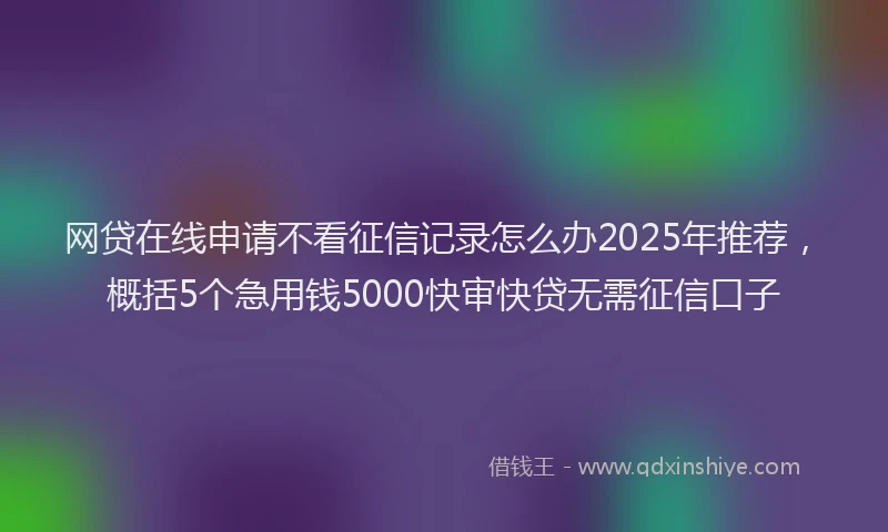 网贷在线申请不看征信记录怎么办2025年推荐，概括5个急用钱5000快审快贷无需征信口子