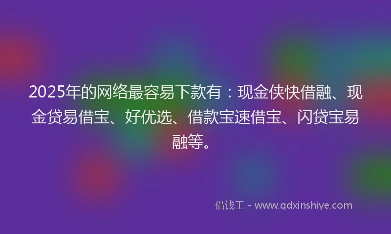2025年的网络最容易下款有：现金侠快借融、现金贷易借宝、好优选、借款宝速借宝、闪贷宝易融等。