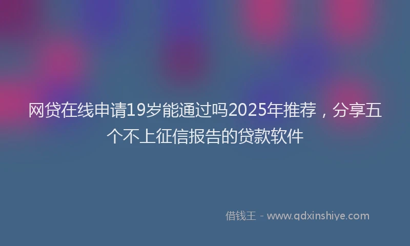 网贷在线申请19岁能通过吗2025年推荐，分享五个不上征信报告的贷款软件