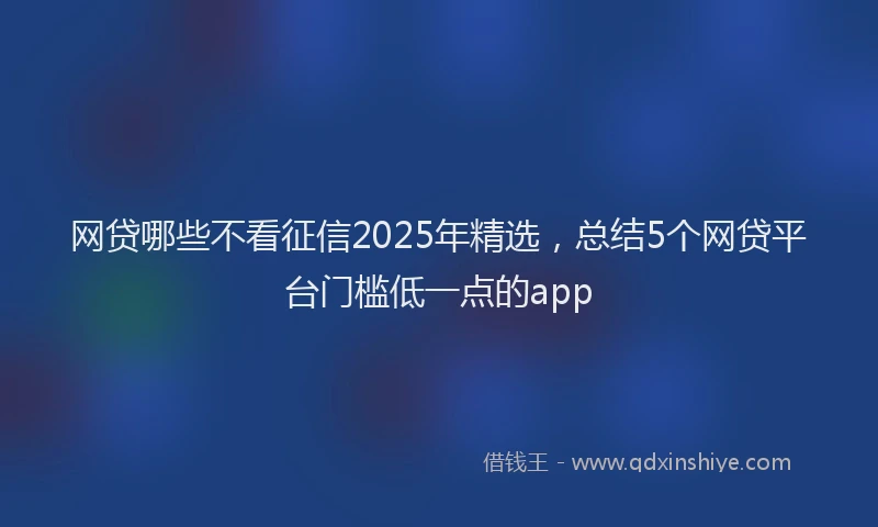 网贷哪些不看征信2025年精选，总结5个网贷平台门槛低一点的app