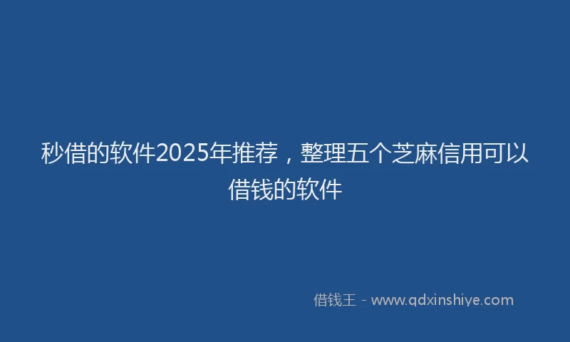 秒借的软件2025年推荐，整理五个芝麻信用可以借钱的软件