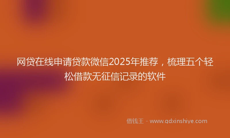 网贷在线申请贷款微信2025年推荐，梳理五个轻松借款无征信记录的软件